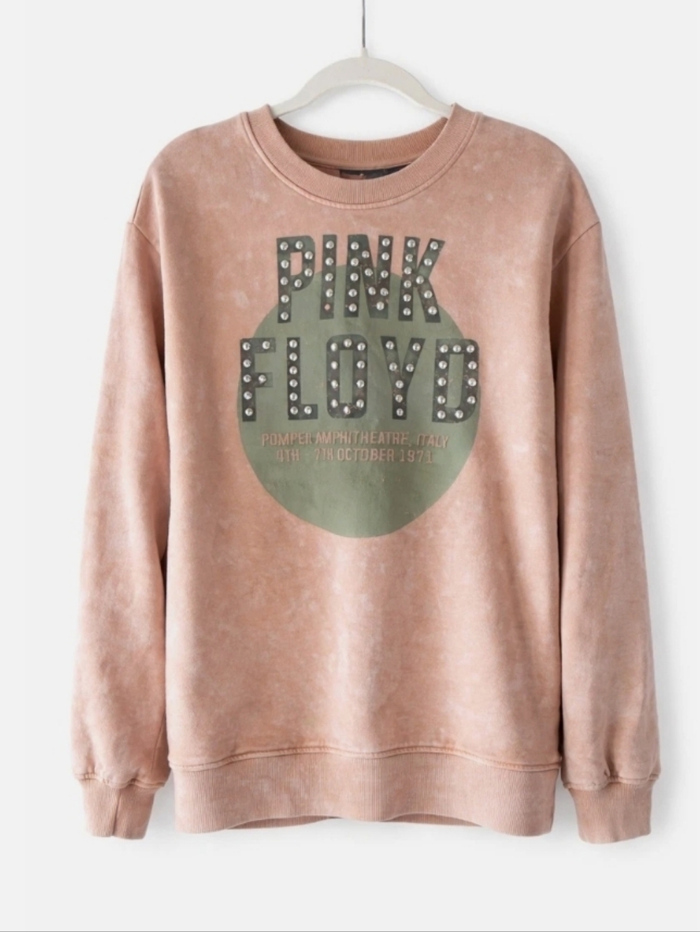 Perryscope Productions LLC PINK FLOYD Studded Pompeii Mineral Wash Sweatshirt M